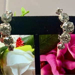 Vintage clear  crystal ear hugger earrings.